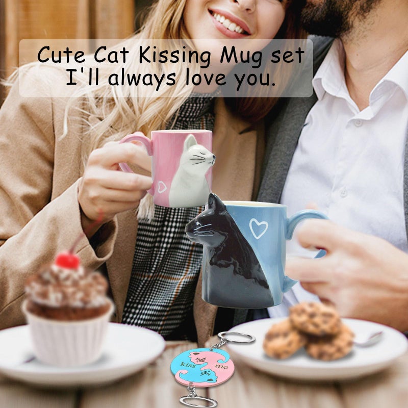 MengCat Couple Gifts Kissing Cat Coffee Mug Set Engagement Gifts for Couples Mr and Mrs Presents Anniversary Wedding Gift for couple 2025 Cute Mugs Gift Cat Mugs for cat Lovers - Image 3